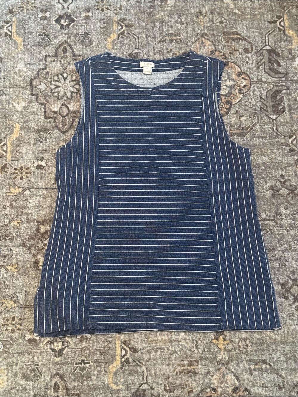 🐅 J. Crew Women’s Navy Striped 100% Cotton Sleeveless Knit Top - Size M